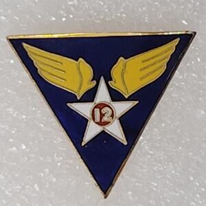 12th Air Force WWII Crest Novelty Hat/Lapel/Brooch Pin, Enamel Metal